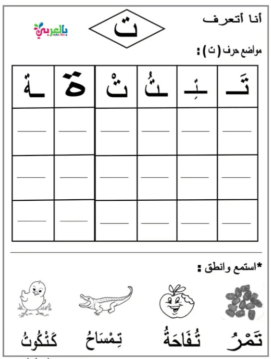 ورقة عمل الحروف الهجائية
