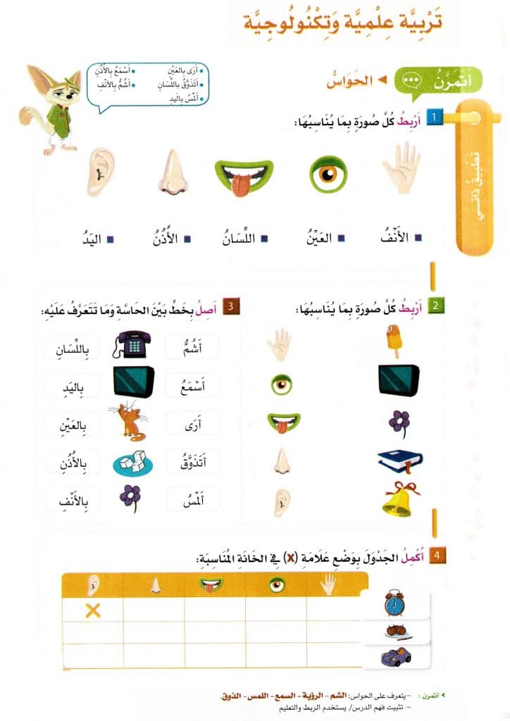 ورقة عمل الحواس الخمس