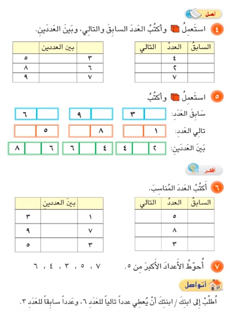 ورقة عمل السابق والتالي