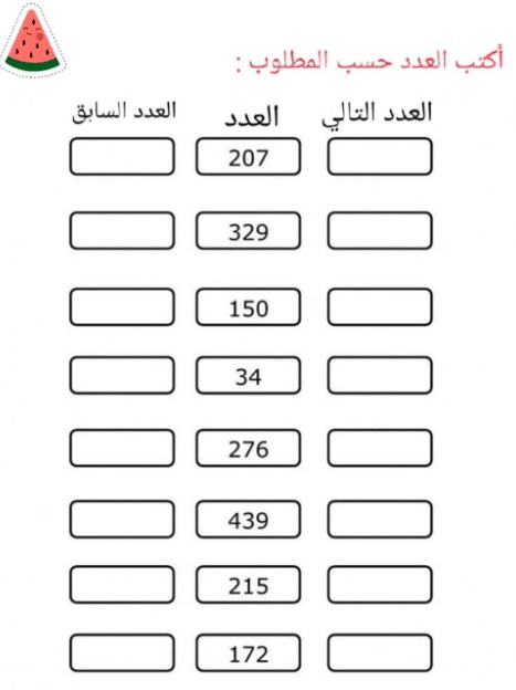 ورقة عمل السابق والتالي