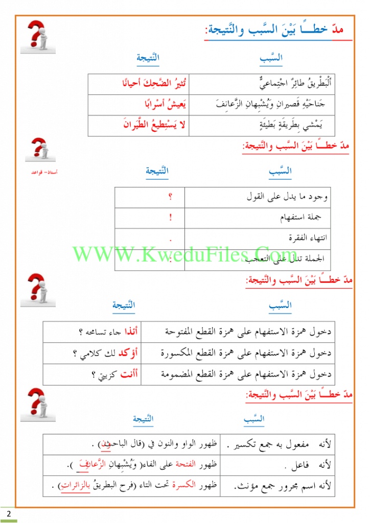 ورقة عمل السبب والنتيجة