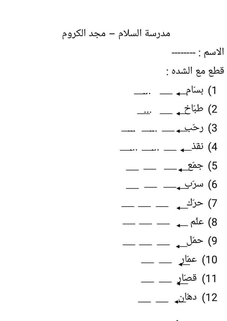 ورقة عمل الشدة