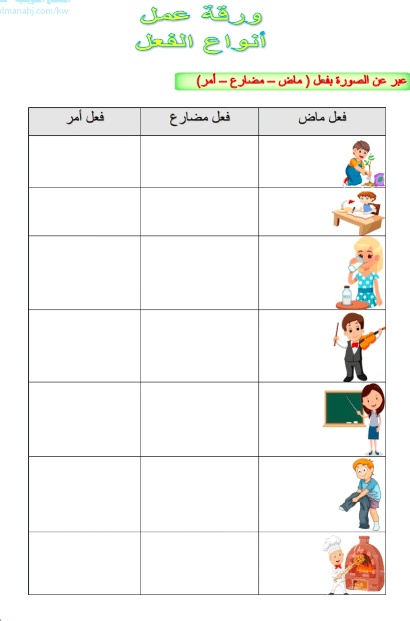 ورقة عمل الفعل المضارع