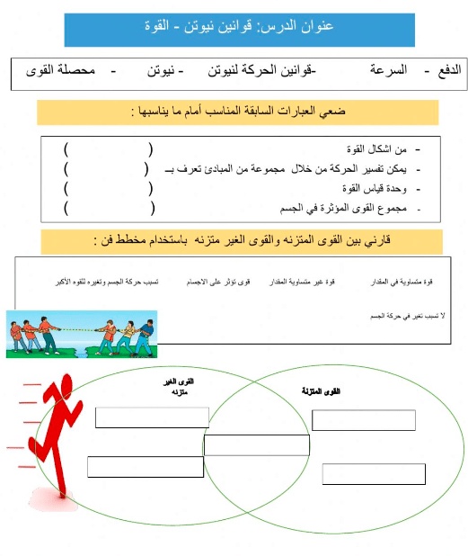 ورقة عمل القوى والحركة