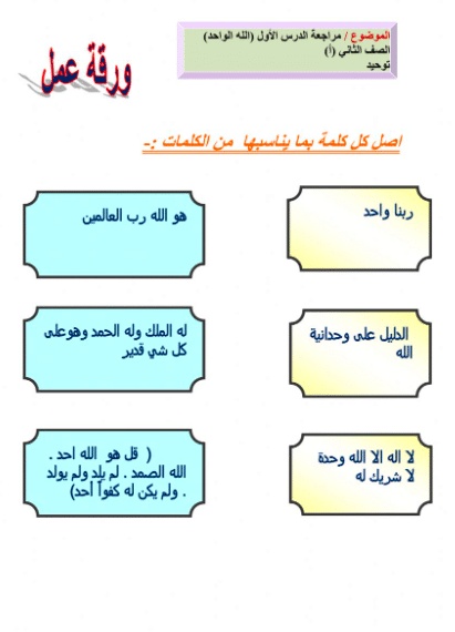 ورقة عمل الله السميع البصير