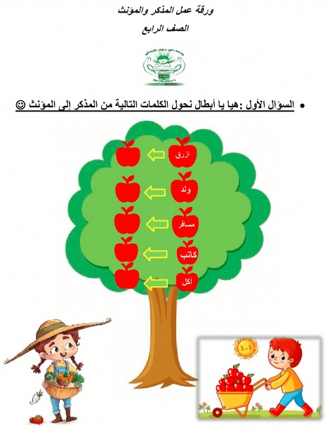 ورقة عمل المذكر والمؤنث