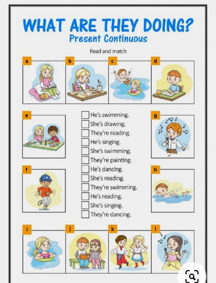 ورقة عمل المضارع المستمر
