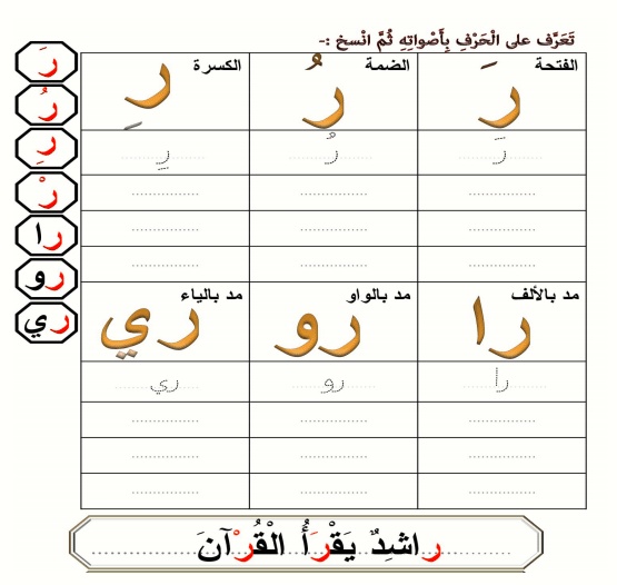 ورقة عمل حرف الراء