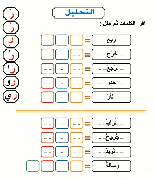 ورقة عمل حرف الراء