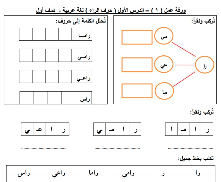 ورقة عمل حرف الراء
